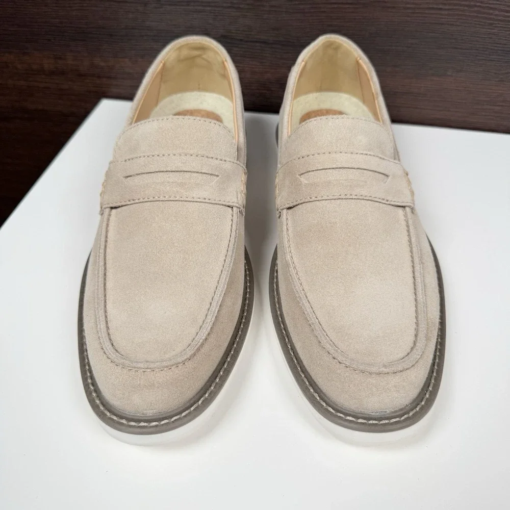FootJoy Suede Penny Loafers Beige Taupe HybridPlus Bio 9 M - Unused Read 79076